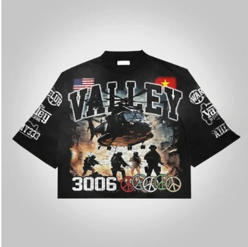 American Graphic 100% Cotton T-Shirt Cut T-Shirt Printed Graphic Men and Women Y2K Oversized T-Shirt Street Wear