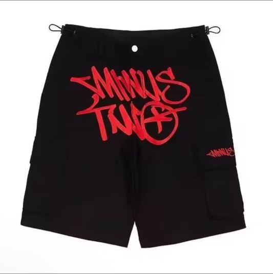 Trendy brand streetwear printed multi-pocket loose-fitting casual hip hop straight leg shorts for men