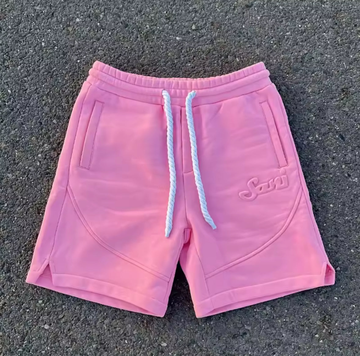 Y2k harajuku solid shorts man letter embossed pink sweatshirt hip hop retro casual elegant comfortable unisex shorts wide pants