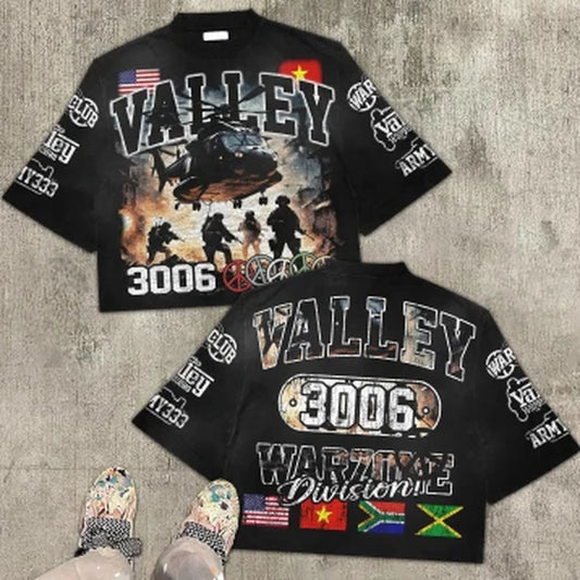American Graphic 100% Cotton T-Shirt Cut T-Shirt Printed Graphic Men and Women Y2K Oversized T-Shirt Street Wear